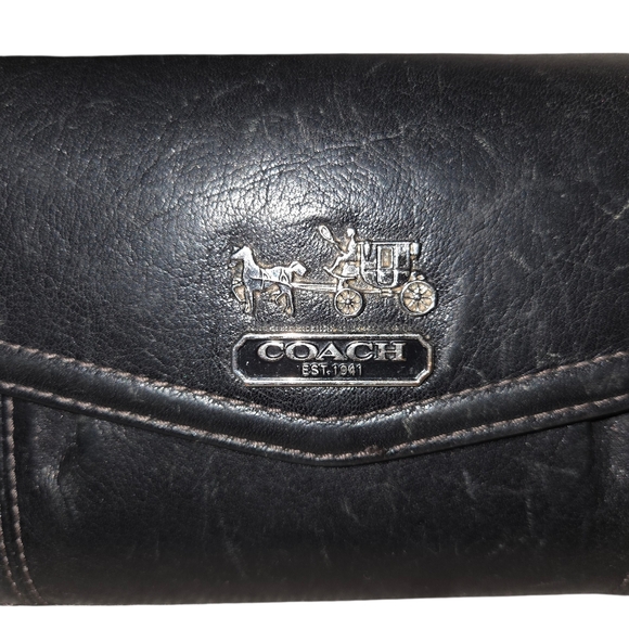 Coach Black Leather Women's Trifold Wallet - Picture 2 of 6